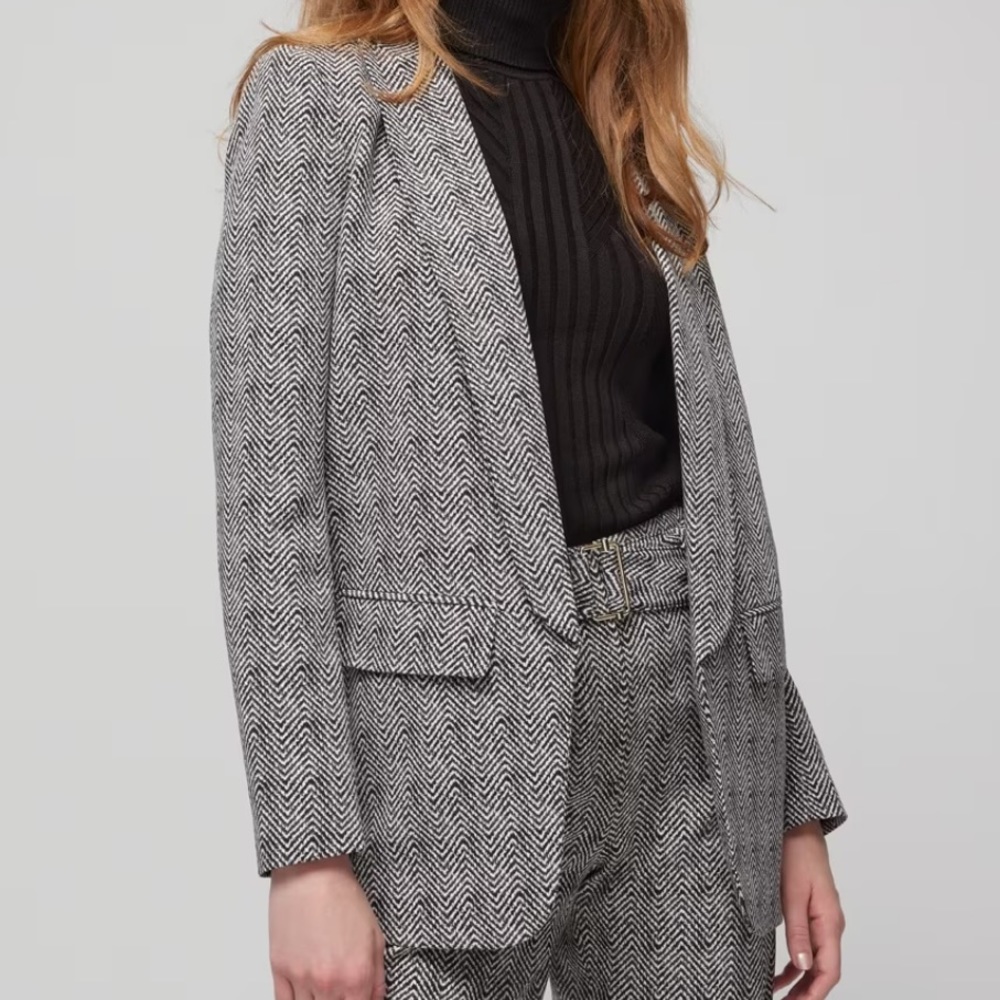 The Relaxed Blazer - BLK W ECRU HERRINGBONE